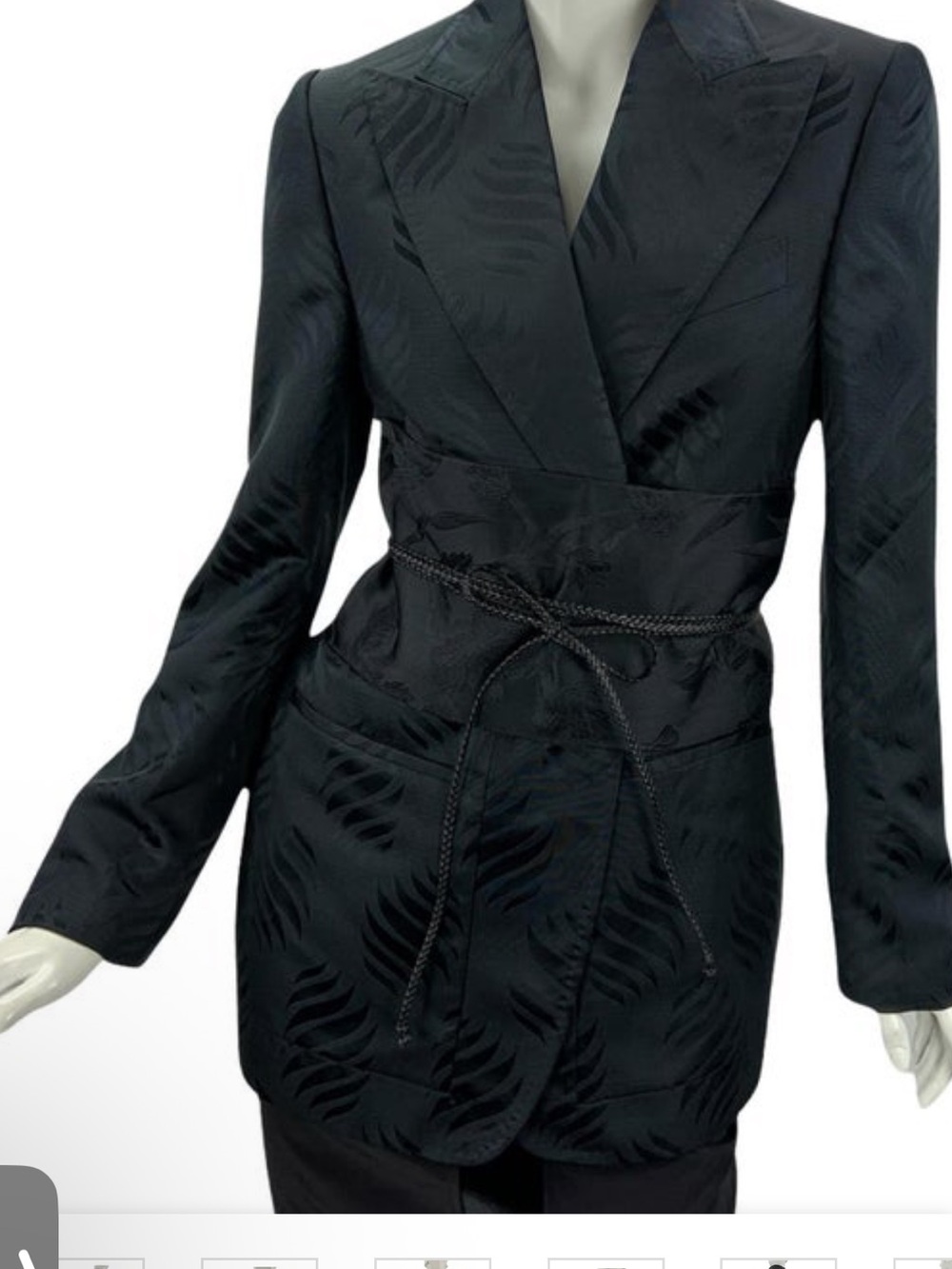 Vintage Gucci 2002 Black Kimono   Jacquard Tailored Jacket